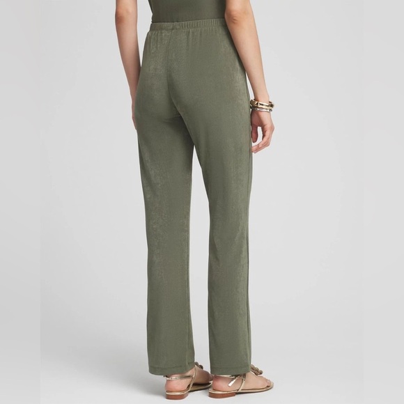 Chico’s Travelers Collection | Olive Green Wide Leg Wrinkle-free Pants - Picture 4 of 7
